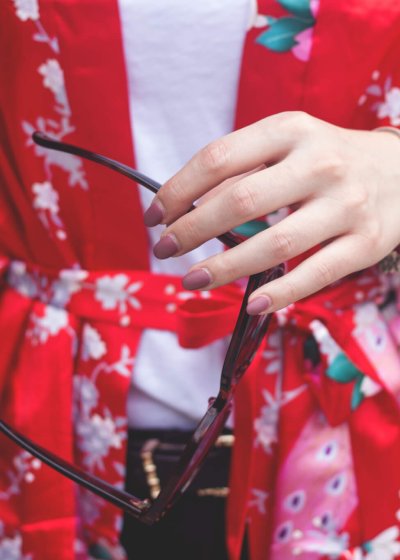 Kimono červené plážové