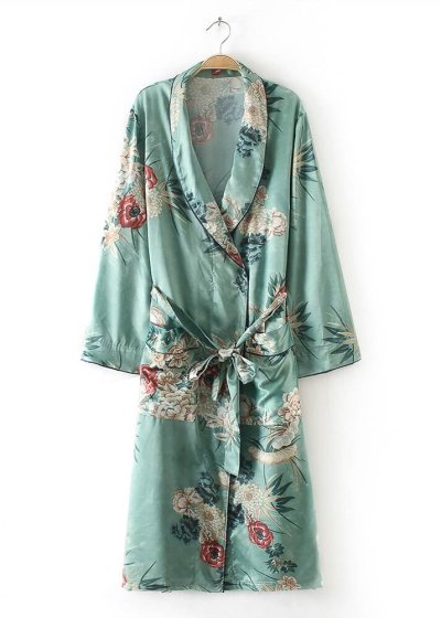Dámske dlhé zelené kimono