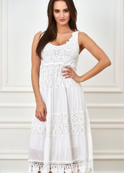 Čipkované biele letné šaty vyrobené zo 100% bavlny