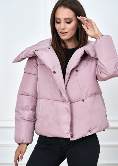 Krásna zimná teplá ružová bunda