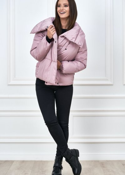 Krásna zimná teplá ružová bunda