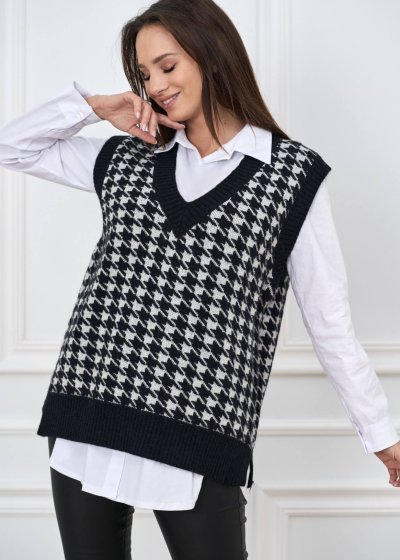 Dámska čierno-biela vesta sveter