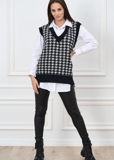 Dámska čierno-biela vesta sveter