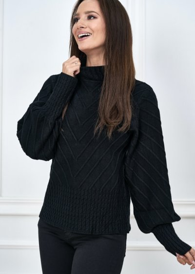 Krásny kvalitný čierny sveter úpletový