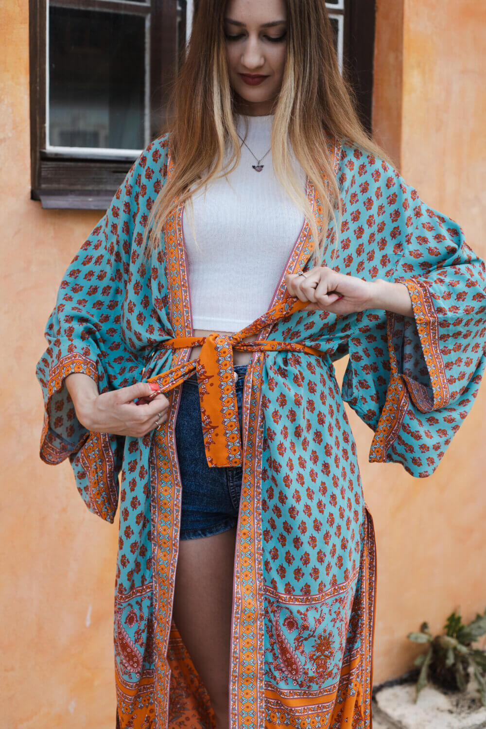 Exotické dlhé kimono