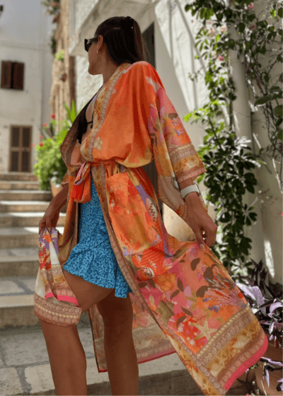 Dámske oversize kimono Chiara v koralových odtieňoch