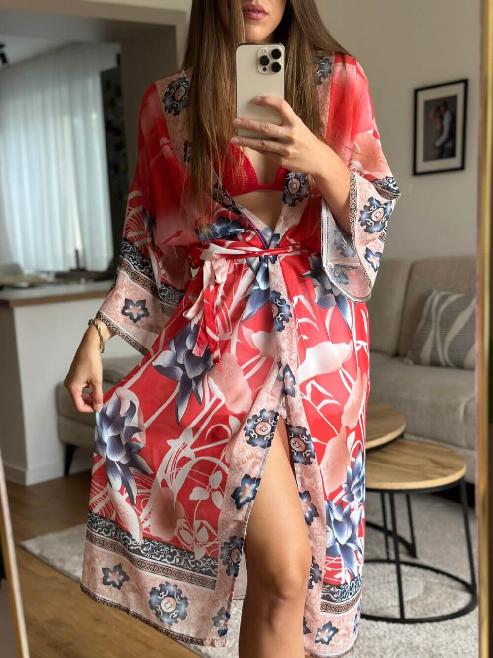 Dámske oversize kimono Hana s romantickým kvetinovým vzorom